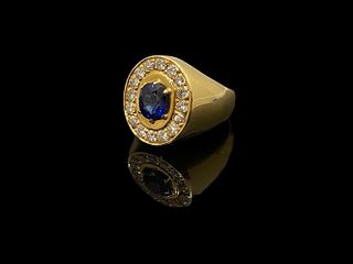 Van Cleef & Arpels 18K Yellow Gold Sapphire & Diamond Ring 