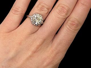 Antique Platinum 3 ct Diamond Engagement Ring 
