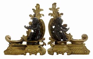 Pair Louis XV Style Patinated Bronze