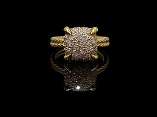 David Yurman Chatelaine 18K Yellow Gold Full Pave Diamond Ring Size 7.5