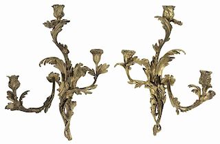 Pair Louis XV Style Gilt Bronze