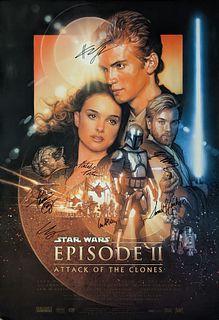 Star Wars Episode 2 Attack Of The Clones Cast Signed Movie Poster