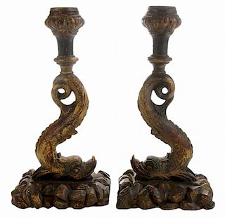 Pair Venetian Baroque Style Carved