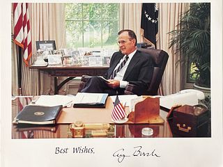 41st POTUS George H. W. Bush printed signature photo