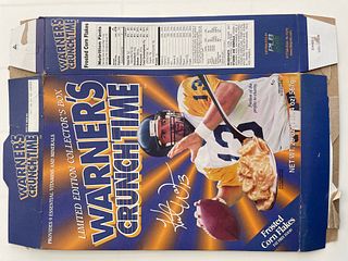 Rams Kurt Warner facsimile signed Warner's Crunch Time Cereal Box 