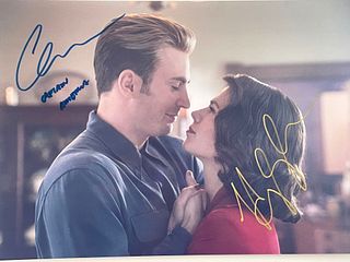 Captain America Chris Evans and Peggy Atwell signed photo