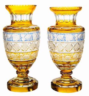 Fine Pair of Bohemian Glass Vases