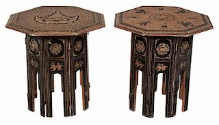 Pair Burmese Lacquer and Gilt-