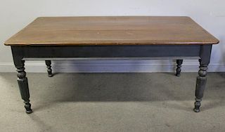 Antique 3 Drawrer Farm Table with Painted Base