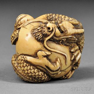 Ivory Netsuke of a Dragon