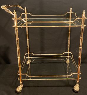 Italian Mid Century Brass Bamboo Bar Cart