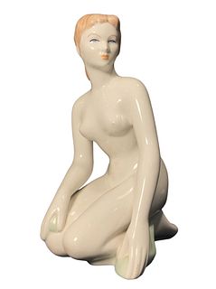Large Aquincum Hungary Nude Porcelain Lady Statue 