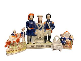 Collection 19th C STAFFORDSHIRE Pottery Statues