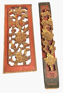19th C Chinese Temple Carved Wood Fragments 