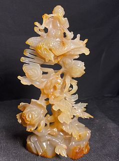 Yellow Jade? Carved Chinese Statue 