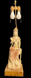 Polychrome Thai Buddha Lamp 