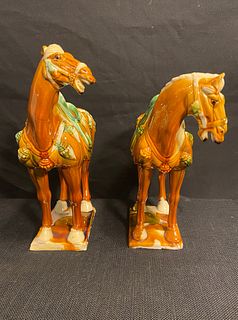Pair Chinese Tang Dynasty Style Horses 