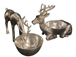 2 Pewter Elk Bowls 