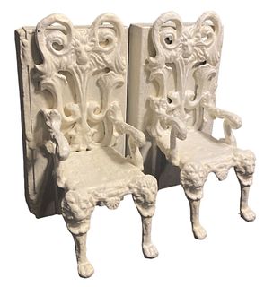 Vintage Cast Bookends of French Chairs 