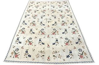 Room Sized French Aubusson Floral Rug 