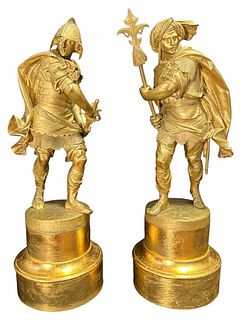 19 C. Gold Gilt Bronze Roman and Turkish Warrior Figures