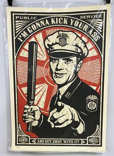 SHEPARD FAIREY SIGNED NUMBERED Iâ€™M GONNA KIGK YOUR ASS PRIN