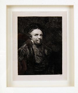 PORTRAIT ETCHING OF MAN IN REMBRANDT STYLE