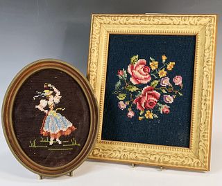TWO FRAMED NEEDLEPOINTS