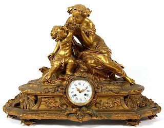 FRENCH BRONZE MANTLE CLOCK 19TH.C.