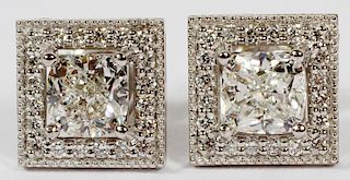 1CT DIAMOND AND 14KT WHITE GOLD EARRINGS PAIR