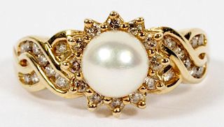 14KT YELLOW GOLD AND 7MM PEARL RING