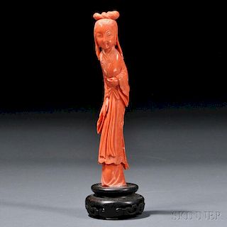 Carved Coral Figure of a Woman