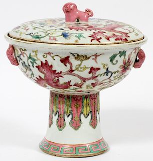 CHINESE PORCELAIN COVERED COMPOTE