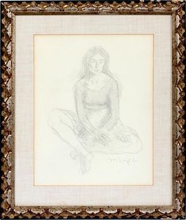 MOSES SOYER PENCIL DRAWING ON PAPER