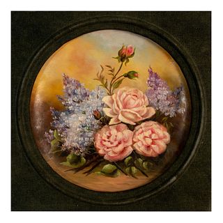 Antique Oil Painting on Paper Mache Plate Wall Plaque