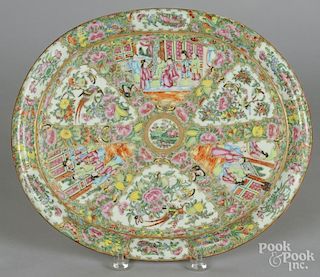 Chinese export porcelain rose medallion platter, 19th c., 14'' h., 16 1/2'' w.