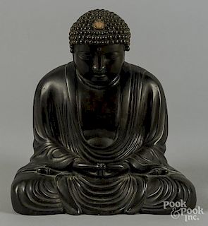 Chinese or Japanese patinated bronze Buddha, 9 3/4'' h.