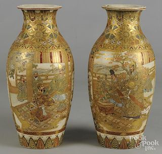 Pair of Japanese satsuma vases, ca. 1900, 18'' h.