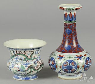 Two Chinese porcelain vases, 10'' h. and 4 3/4'' h.