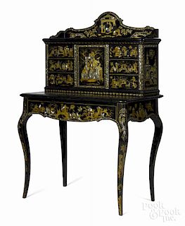 Chinese black lacquer ladies writing desk, late 19th c., 53 3/4'' h., 35'' w.