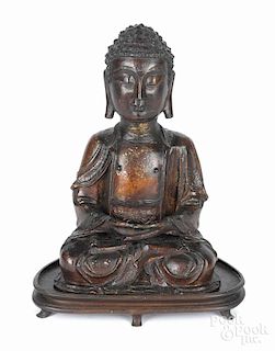 Chinese Ming dynasty lacquered bronze Amida Buddha, 9 3/8'' h. Provenance: Dr. Helga Wall-Apelt