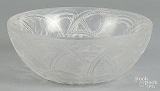 Lalique Pinsons sparrow bowl, 3 3/4'' h., 9 1/4'' dia.