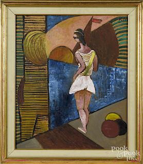 Zoltan Klie (Hungary 1897-1992), oil on board abstract figure, signed upper right and verso
