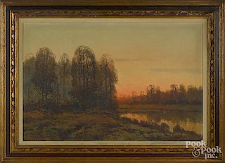 Victor Korecki (Polish/Russian 1890-1980), oil on canvas sunset landscape, signed lower left