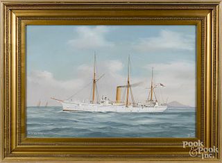Tommaso De Simone (Italian late19th/early 20th c.), gouache of the British steam yacht, Cossack,
