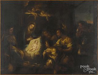 Old Masters, oil on canvas The Nativity, 35 1/4'' x 45 1/2''.