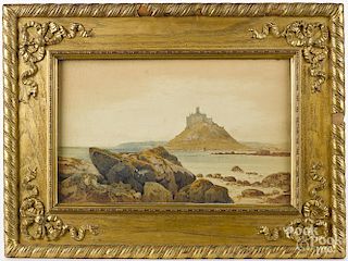 Arthur Suker (British 1857-1902), watercolor landscape, signed lower left, 10'' x 16''.