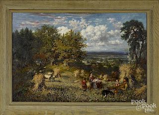 George William Mote (British 1832-1909), oil on canvas pastoral landscape, signed lower left