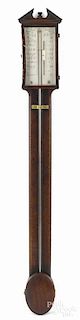 English inlaid mahogany stick barometer, early 19th c., 37 1/4'' h.
