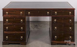 George III mahogany partner's desk, late 18th c., 29 1/2'' h., 59 1/2'' w., 32'' d.